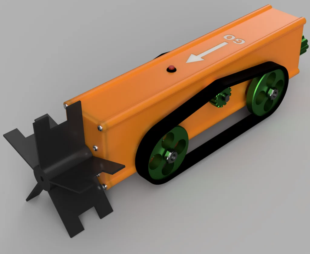Robot nettoyeur de gouttières conçu par CMI-Technic, rendu 3D